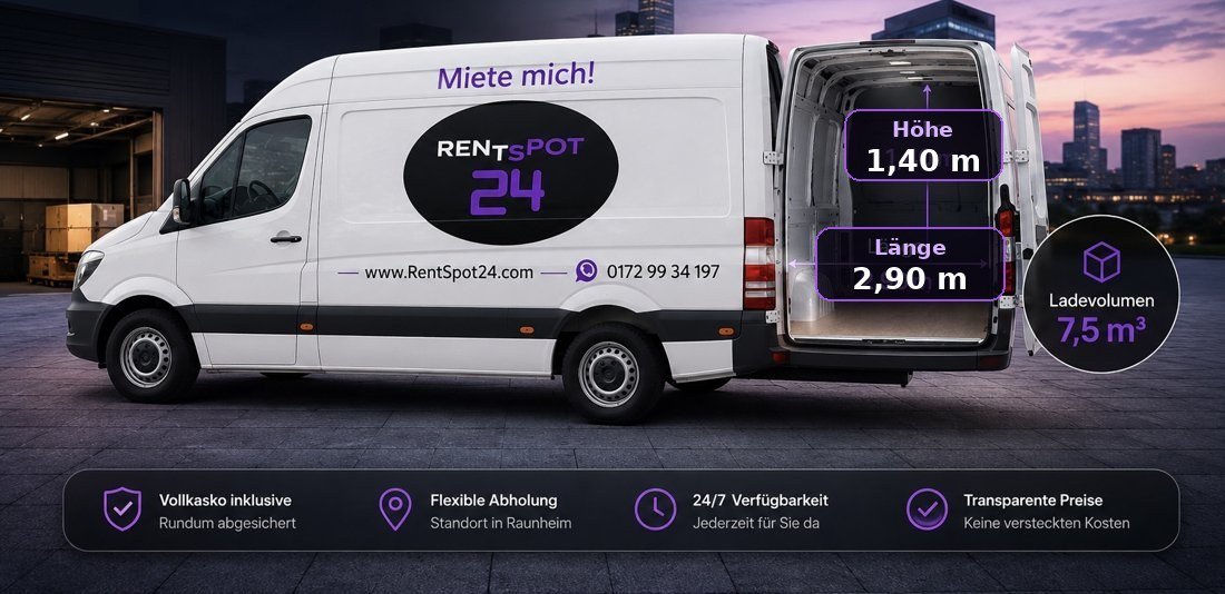 Sprinter L1H1 – RenTSpot24 mit Ladevolumen 7,5 m³